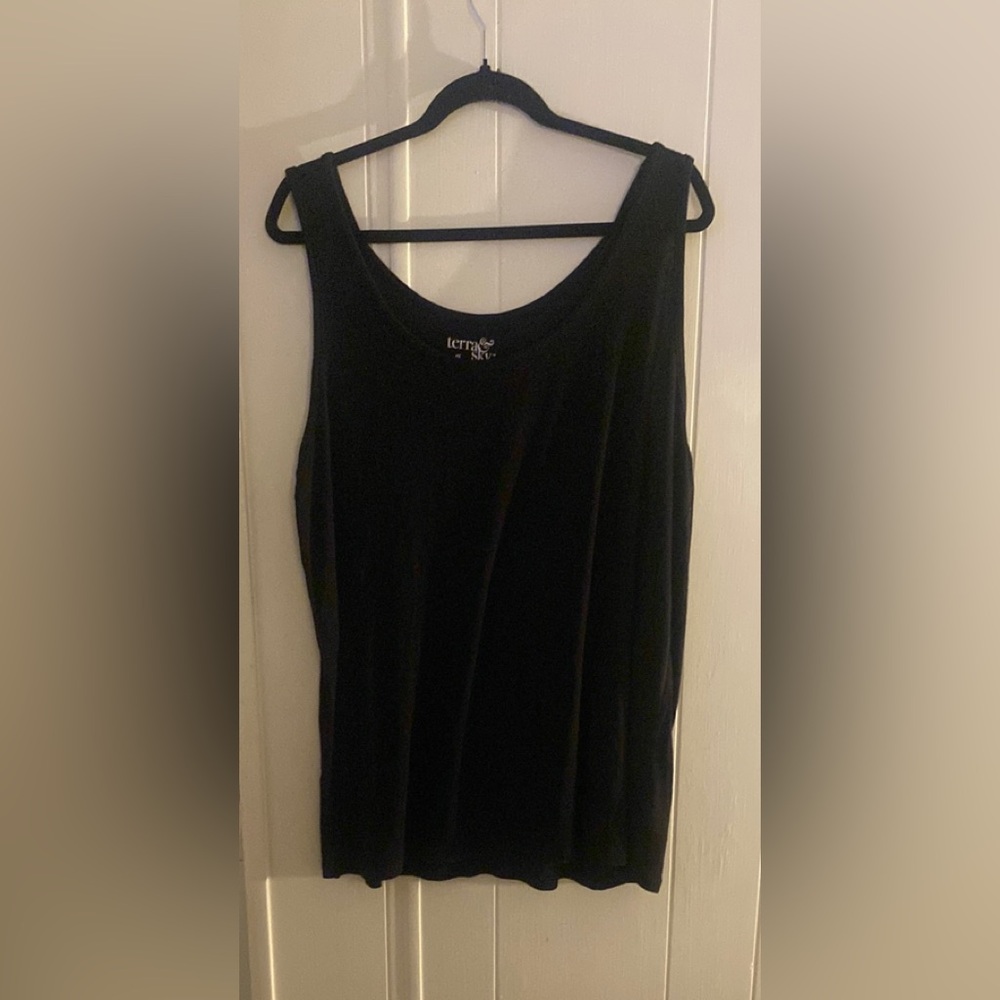 Lot of 3 Terra & Sky ribbed black womens tank undershirts
